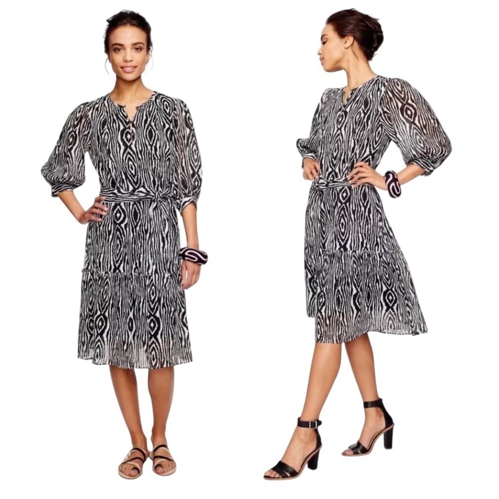 Banjanan - Midi Dress Black & White Abstract Print Sz S